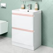 New & Boxed 600 mm Denver Floor standing Vanity Unit - Rose Gold Edition. RRP £499.99. Comes Com...