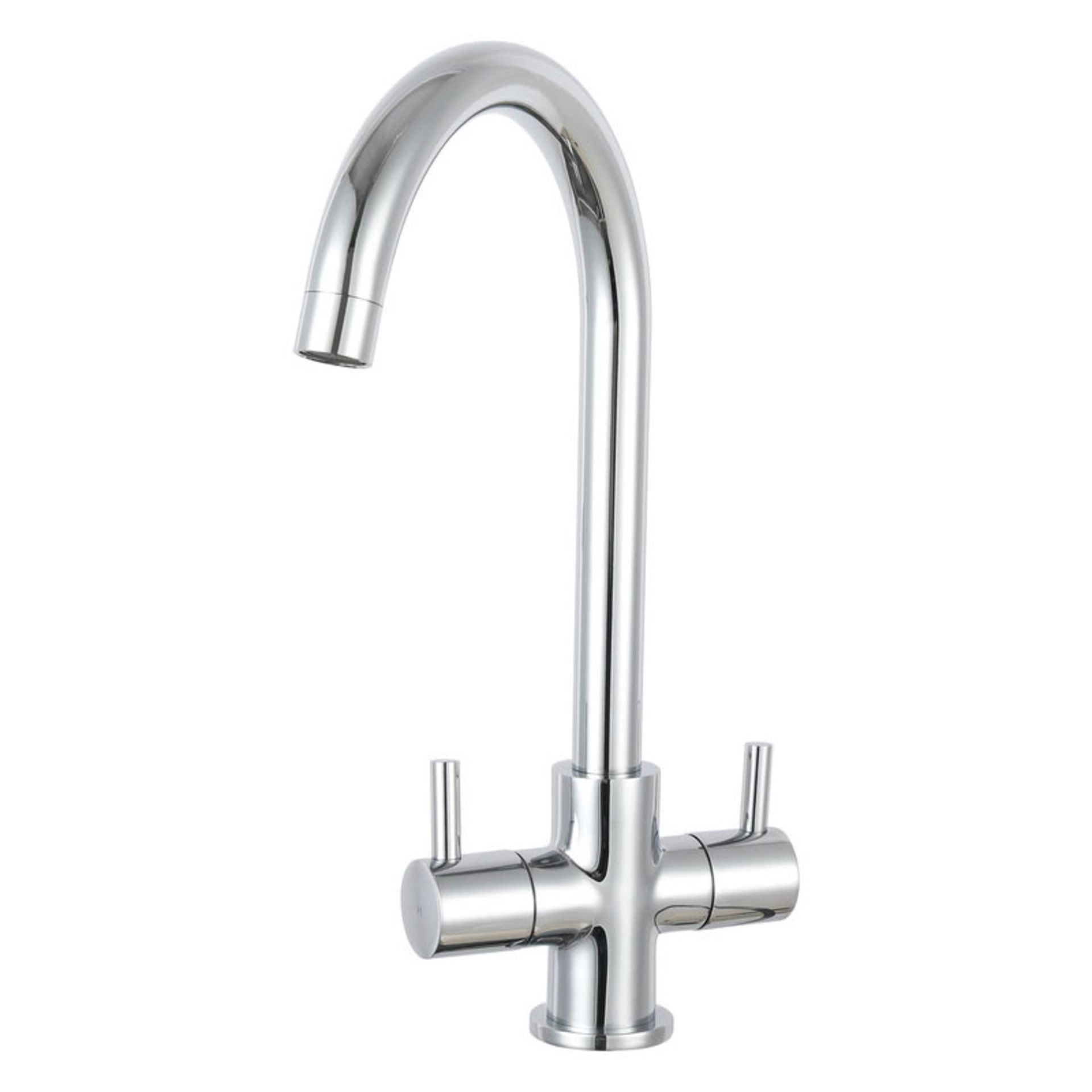 New (NY39) Prima Staten Swan Neck Dual Lever Kitchen Mixer Tap. Chrome finish swan neck kitchen...