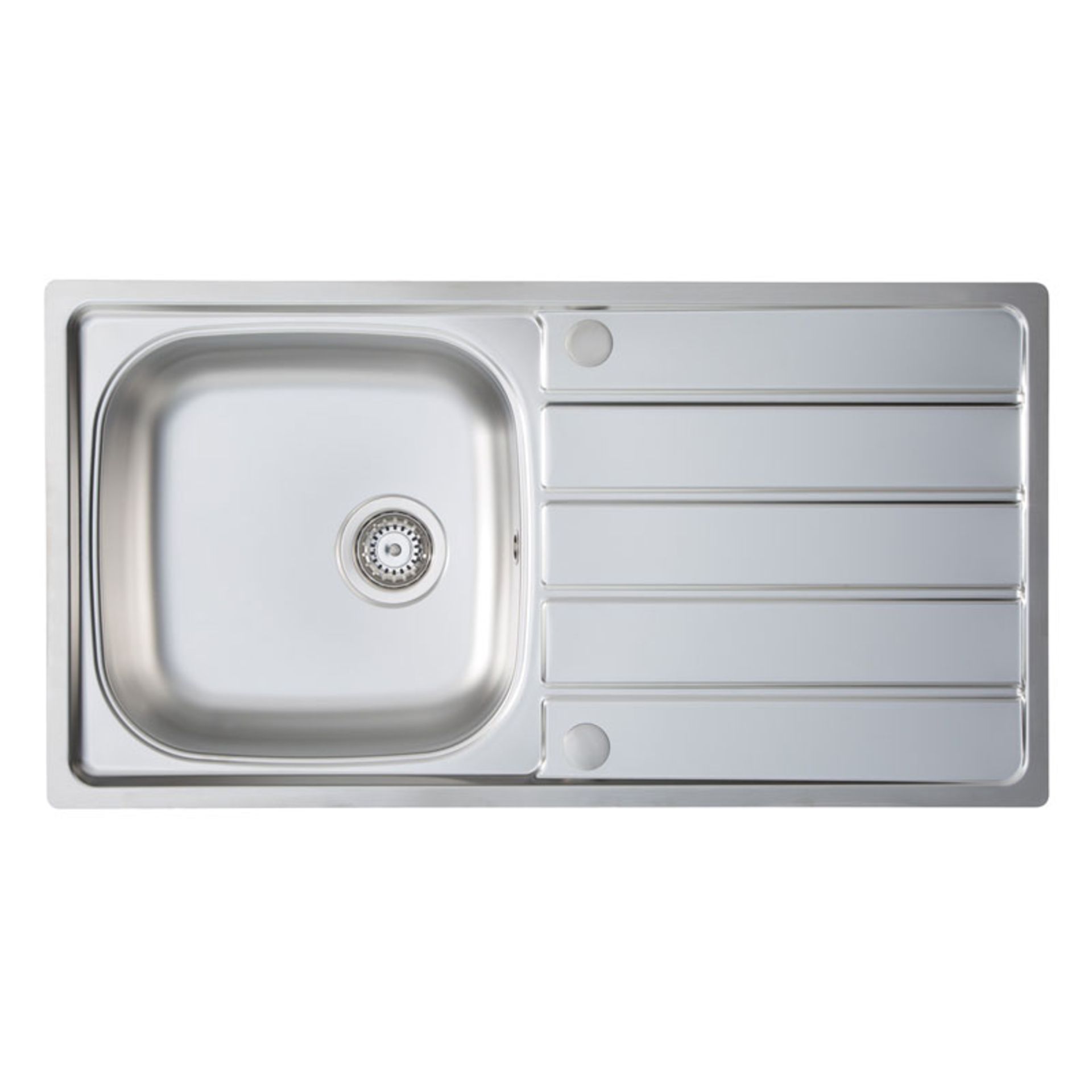 New (W182) Prima Stainless Steel Single Bowl And Drainer Inset Kitchen Sink.965 x 500 x 170mm (...