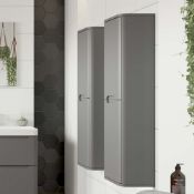 New (NY103) Lambra 350mm 2 Door Wall Hung Tall Unit - Matt Grey. RRP £263.99. Lambra modular b...