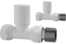 New & Boxed White Straight Towel Radiator Valves 15mm Central Heating Valve. Ra31S. Solid Bra...