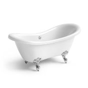 New (G5) 1750x700mm Cambridge Traditional Roll Top Double Slipper Bath - Chrome Feet. RRP £1,...