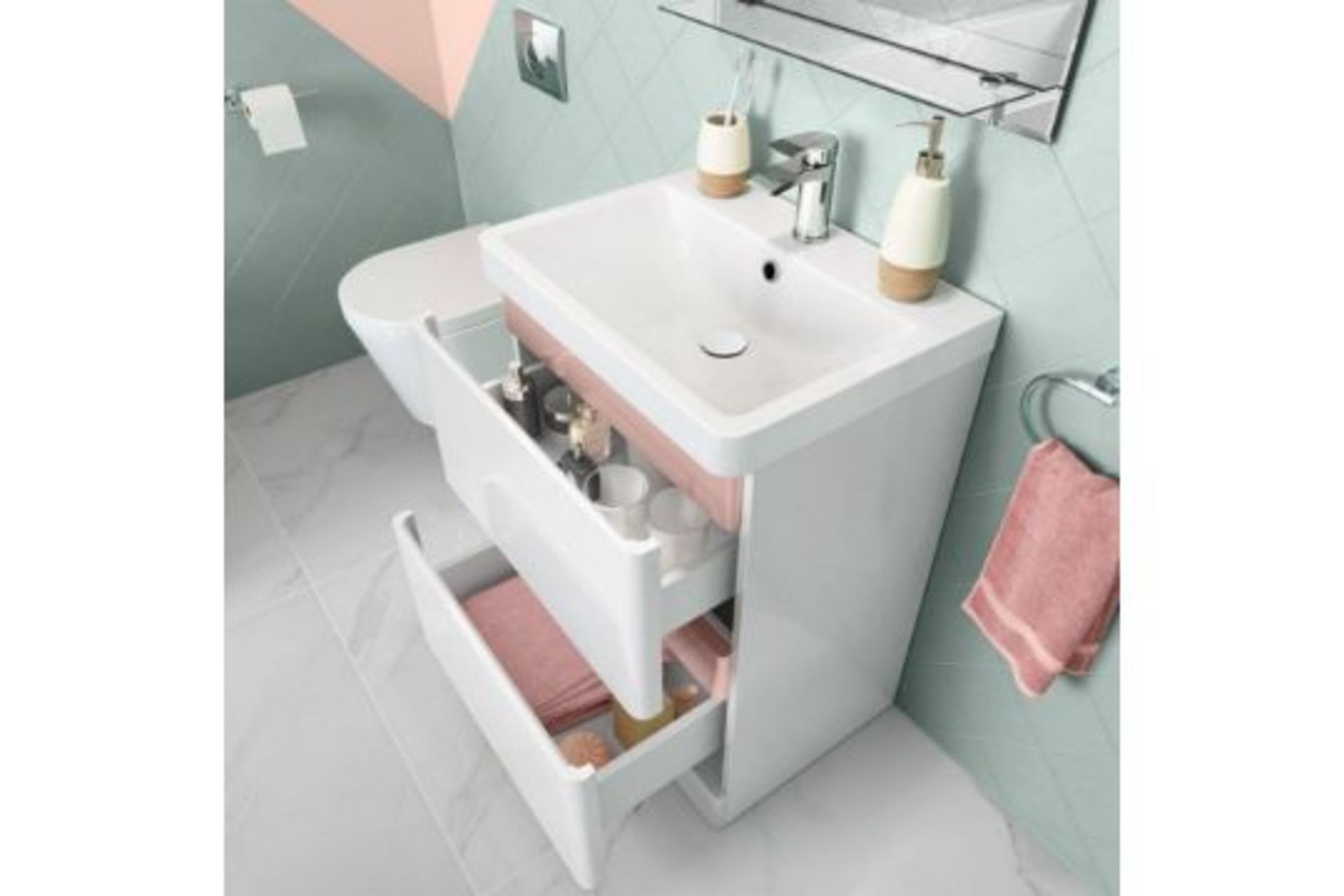 New & Boxed 600mm Denver Floor Standing Vanity Unit - Rose Gold Edition. RRP £749.99.Comes Com... - Image 2 of 2