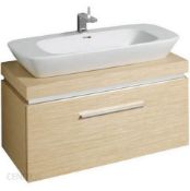 New Karama Silk 1000mm Oak Vanity Unit. 816010.RRP £1,811.00.Comes Complete With Basin Wall Hu...