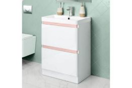 New & Boxed 600mm Denver Floor Standing Vanity Unit - Rose Gold Edition. RRP £749.99.Comes Com...