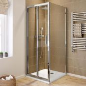 New (NY18) 760x760mm - 6mm - Elements Easy Clean Bi Fold Door Shower Enclosure. RRP £259.99. 6...