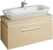 New Karama Silk 1000mm Oak Vanity Unit. 816010.RRP £1,811.00. Comes Complete With Basin Wall...