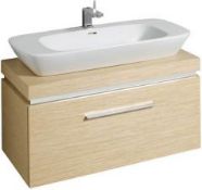 New Karama Silk 1000mm Oak Vanity Unit. 816010. RRP £1,811.00. Comes Complete With Basin Wal...