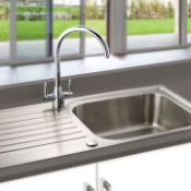 New & Boxed (C75) Prima 1000x500 1 Bowl Deep Bowl Inset Kitchen Sink Stainless Steel. Bowl dime...