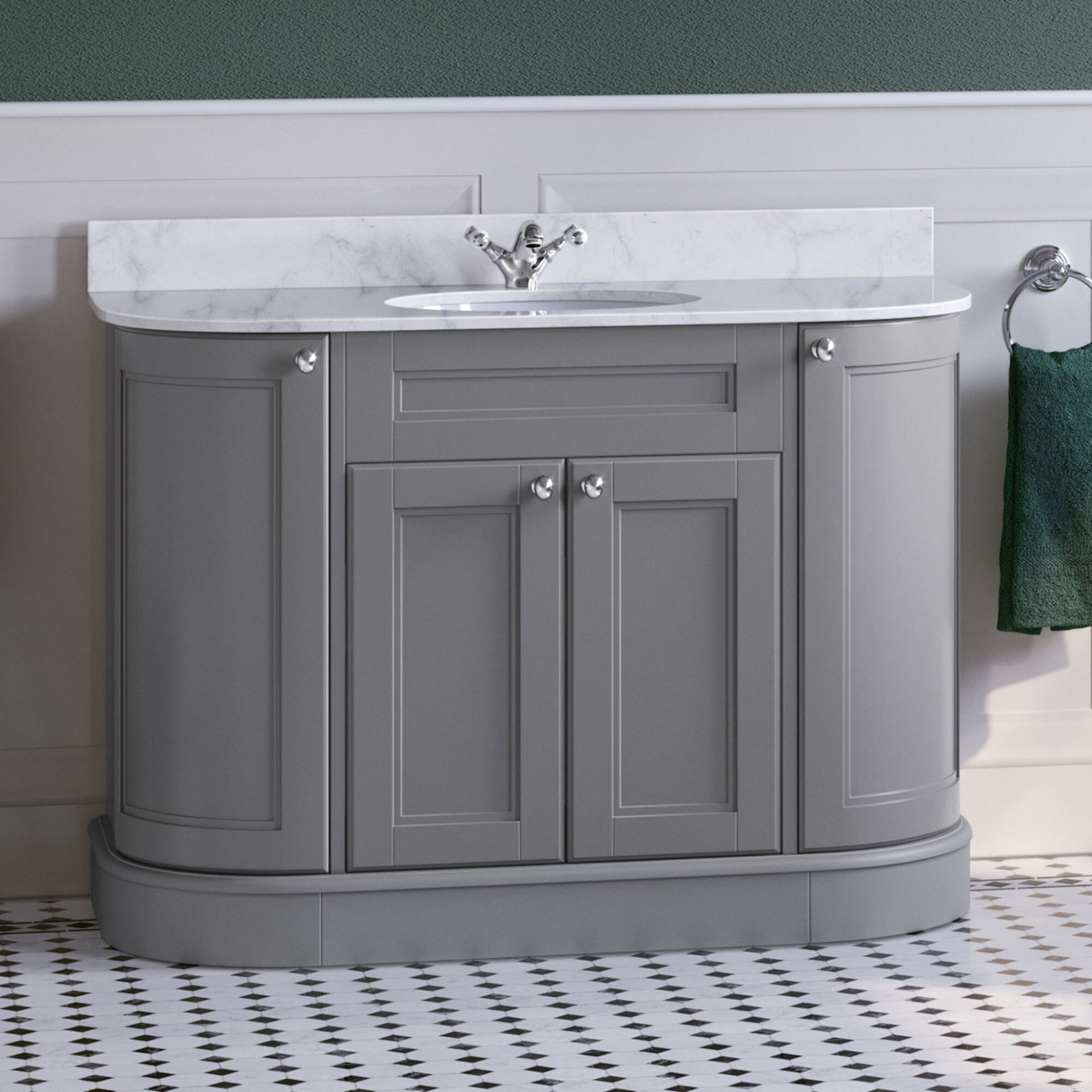 New & Boxed 1200mm York Earl Grey Vanity Unit. RRP £3,499.Comes complete with countertop and ...