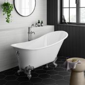 New (K1) 1770x705mm Traditional Slim Roll Top Slipper Bath - Chrome Feet. RRP £999.99. Bath Ma...