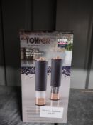 Tower T847003RB Electric Salt and Pepper Mill, Rose Gold and Black. RRP £21.99 - Grade U