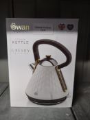 Swan Gatsby White and Gold 1.7 Litre Pyramid Kettle. RRP £49.99 - Grade U