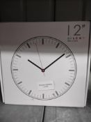 12-Inch (30cm) Wall Clock Silent Non Ticking Battery Operated. RRP £12.99 - Grade U