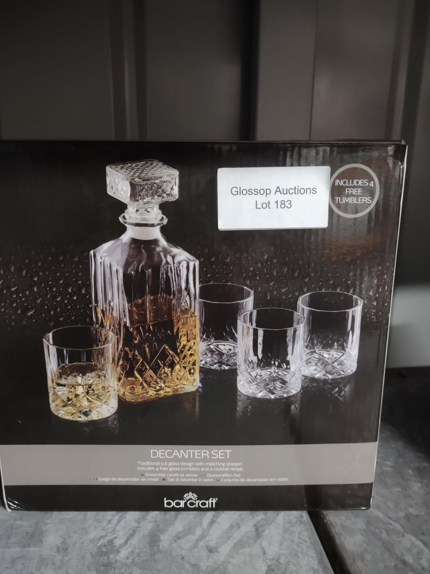 BarCraft BCDECSET Cut-Glass Whisky Decanter and Tumbler Set. RRP £16.49 - Grade U