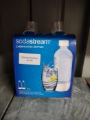 SodaStream 1L Classic Black Carbonating Bottles Twin Pack. RRP £11.90 - Grade U