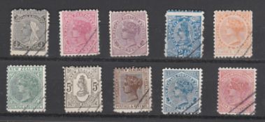 New Zealand 1882-95 Second Side Face Issue, watermark NZ and Star, perf. 11, 1/2d to 1/- , each canc