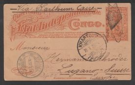 Sudan / Belgian Congo - The Lado Enclave 1905 Belgian Congo 10c postal stationery Post Card written