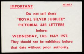 Great Britain 1977. Post Office Information Leaflet SD2826P inscribed 'Important Do Not Sell these "