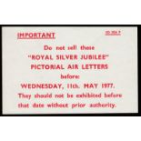 Great Britain 1977. Post Office Information Leaflet SD2826P inscribed 'Important Do Not Sell these "