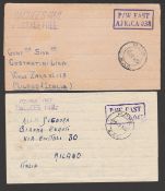 Kenya 1946 Stampless lettersheets to Italy handstamped ""No 1A ITALIAN EVACUEE CAMP / NYERI STATION