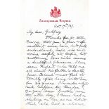 H.M. King George V writing to Sir Bryan Godfrey Faussett October 1927