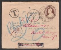 Siam / India 1923 (Nov 13) India 1a brown postal stationery envelope (with enclosure) cancelled by M