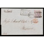 G.B. - Scotland 1865 Entire to Sicily with 1862-64 6d cancelled by distinctive Glasgow 159 barrel s