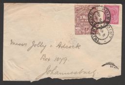 Natal - Forwarding Agent 1899 (Apr. 5) Cover (lower edge faults) bearing Natal 1d and brown ""De Waa