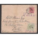 Great Britain - Railways 1910 Cover from London to Dublin with KEVII 1d and 2d London & North Wester