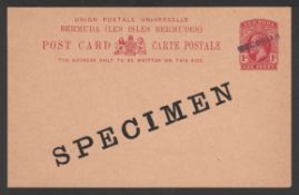 Bermuda 1912 1d red postal stationery post card (HG 15) handstamped ""COLONIAS"" in violet. This han