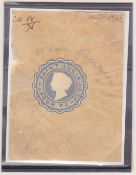 Saint Lucia 1887 De La Rue Postal Stationery hand-painted Artist's ESSAY of a proposed 4d envelope s