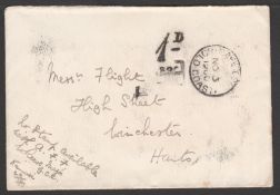 GOLD COAST 1900 (Nov 3) Stampless cover to Winchester endorsed "no stamps obtainable, with A.F.F.