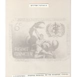 United Nations 1970 Fight Cancer 6c: original pencil drawing on board by the artist L.C. Mitchell, d