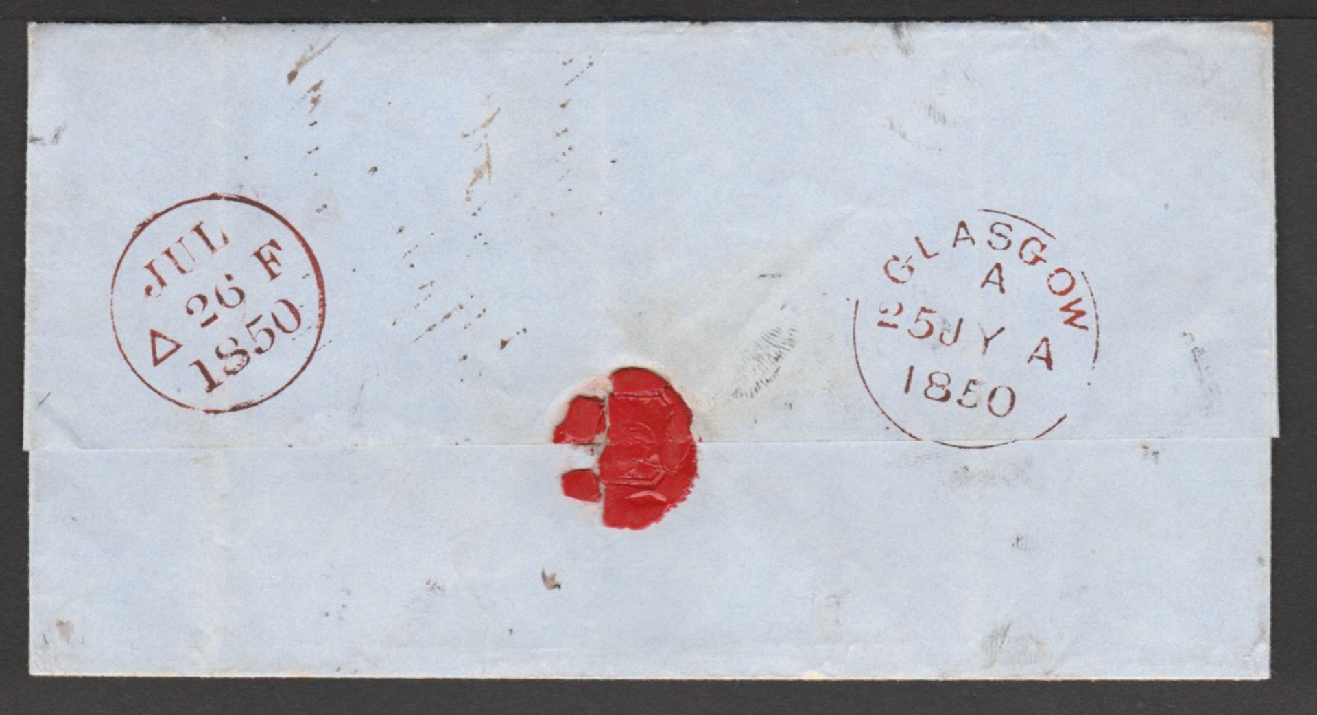 G.B. - Scotland/Registered 1850 Entire registered from Glasgow to Edinburgh franked by 1d red + 2d - Image 2 of 2