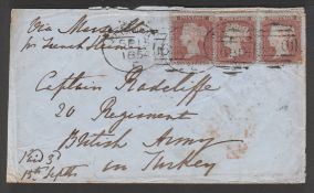 G.B. - Crimean War / Spoon Cancels 1854 Cover to "Captain Radcliffe, 20 Regiment, British Army in Tu