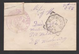 Orange Free State 1892 Stampless ""In Dienst"" Cover (repair to top corner) from a member of the O.V