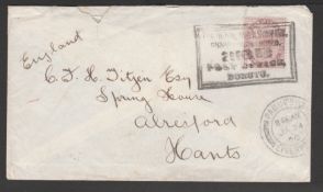 Niger Coast 1899 (Dec. 29) Cover to England with a 1d lilac cancelled by black boxed ""THE ROYAL NIG