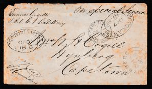 Cape of Good Hope 1878 Stampless Soldiers cover (faults) to Cape Town endorsed "On Special Service"