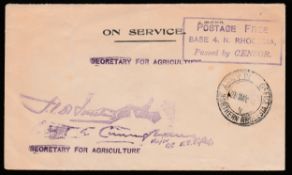 NORTHERN RHODESIA 1915 (May 29) . Stampless On Service cover (two light vertical folds)