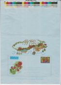 Barbados 1982 Christmas 35c Aerogramme featuring the Holy Family, Hibiscus flowers, Palm trees and a