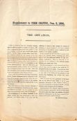 Transvaal - Jameson Rain 1896 Single Sheet Supplement to 'The Critic' for 3 January 1896, reporting