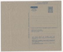 Ceylon 1966 30c Aerogramme: Unguillotined horizontal printers plate proof pair, printed on brown-oli