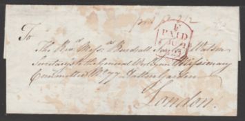 Nevis 1821 Entire letter prepaid 2/2 to London backstamped with scarce two line ""NEVIS"" datestamp