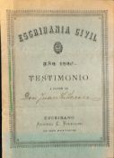 G.B. - Revenues / Argentina 1893. Buenos Aires British Consulate printed Notary Public authorisation