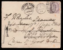 Cape of Good Hope / G.B. - Military & Naval 1894 Cover from Hampton Hill to a Seaman on H.M.S. Penel