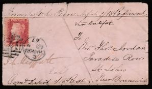 NEW BRUNSWICK G.B. - MILITARY 1867 Cover (small fault) sent at the 1d soldiers rate from Chatham
