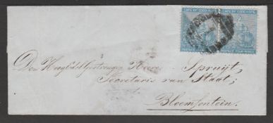 Orange Free State / Cape of Good Hope c.1866 Entire from Cape Town to Bloemfontein bearing 1865 4d p