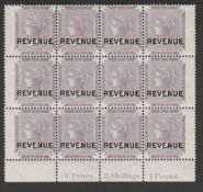 Sierra Leone 1884 Very fine NHM block of 12 6d Revenue stamps. Ex Robson Lowe.