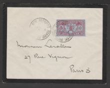 New Hebrides 1934 Mourning cover to Paris bearing 1925 French inscription 1fr (10d) tied by ""NEW HE